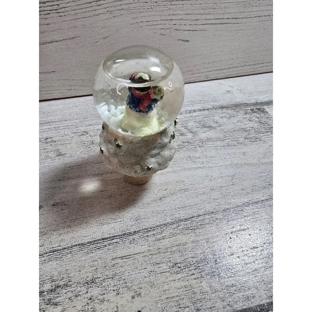 Christmas Wine Bottle Stopper Set 5pc Snow Globe Santa Nativity Light Up Holiday